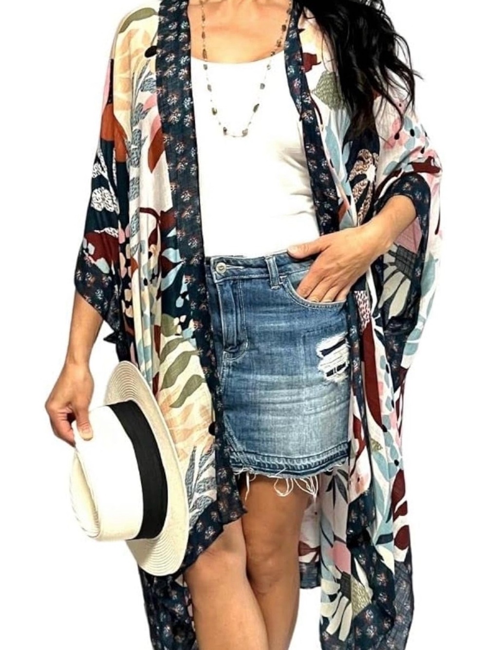 Boho Floral Multi-Color Kimono Cover-Up Nwt